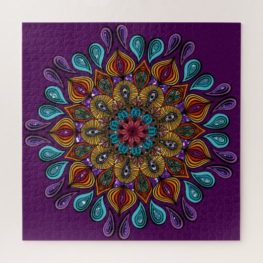 Farbenfrohe Moderne Mandala Trippy Psychedelic Hip Puzzle (Horizontal)
