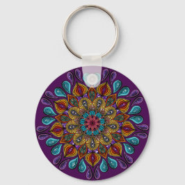 Farbenfrohe Moderne Mandala Trippy Psychedelic Hip Schlüsselanhänger