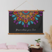 Farbenfrohe Moderne Mandala Trippy Psychedelic Hip Wandteppich Mit Holzrahmen (Schlafzimmer)