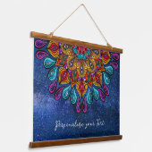 Farbenfrohe Moderne Mandala Trippy Psychedelic Hip Wandteppich Mit Holzrahmen (Gewinkelt)