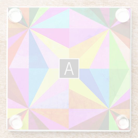 Farbenfrohe moderne mehrfarbige geometrische Geome Glasuntersetzer (Rückseite)