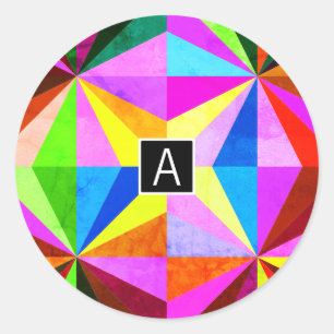 Farbenfrohe moderne mehrfarbige geometrische Geome Runder Aufkleber