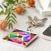 Farbenfrohe moderne mehrfarbige geometrische Geome Schlüsselanhänger (Seite)