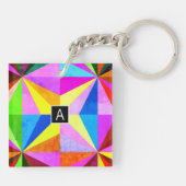 Farbenfrohe moderne mehrfarbige geometrische Geome Schlüsselanhänger (Rückseite)