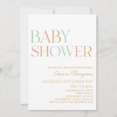 Farbenfrohe moderne Minimal Minimalistische Babydu Einladung (Vorderseite)