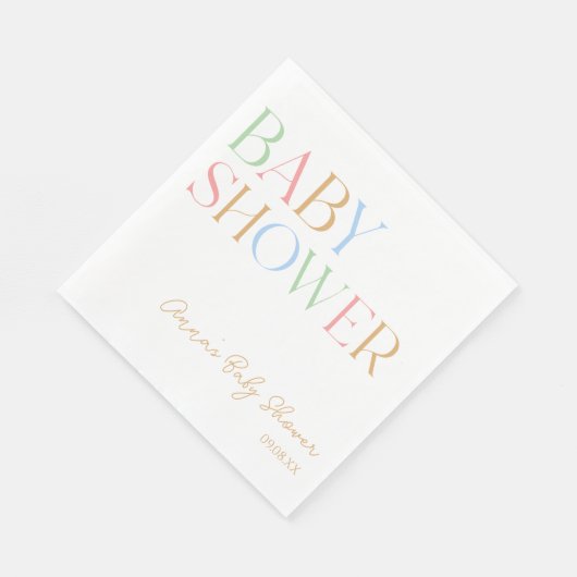 Farbenfrohe moderne Minimal Minimalistische Babydu Serviette (Ecke)