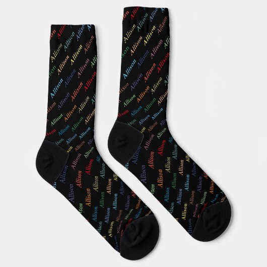 Farbenfrohe moderne Mit Monogramm Schwarze Klassik Socken (Rechts)