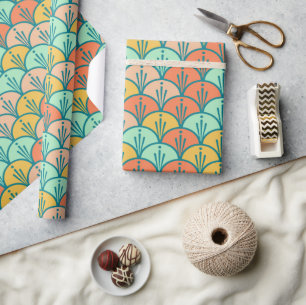 Farbenfrohe moderne moderne geometrische Fischskal Geschenkpapier