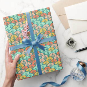 Farbenfrohe moderne moderne geometrische Fischskal Geschenkpapier