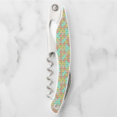 Farbenfrohe moderne moderne geometrische Fischskal Kellnermesser (Vorderseite)