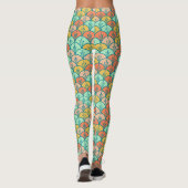 Farbenfrohe moderne moderne geometrische Fischskal Leggings (Rückseite)