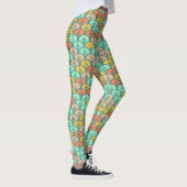 Farbenfrohe moderne moderne geometrische Fischskal Leggings (Rechts)