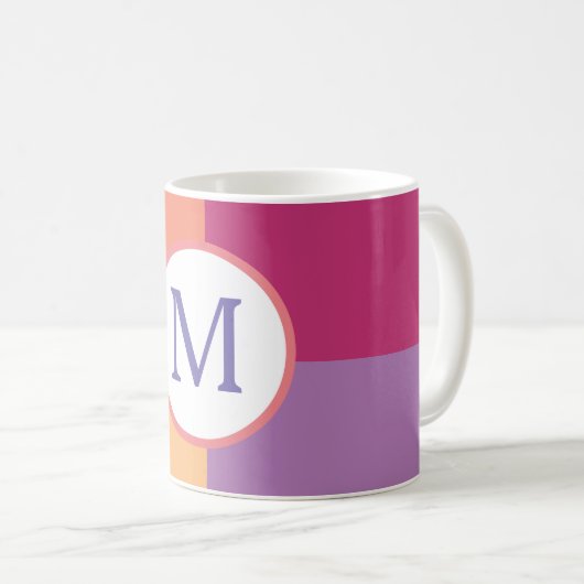 Farbenfrohe, moderne Monogramm Kaffeetasse (VorderseiteRechts)