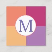 Farbenfrohe, moderne Monogramm Quadratische Visitenkarte (Vorderseite)