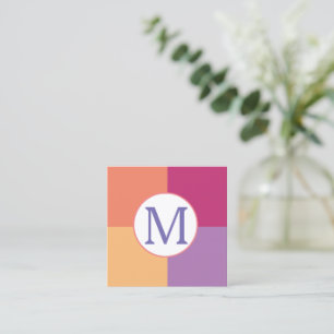 Farbenfrohe, moderne Monogramm Quadratische Visitenkarte