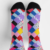 Farbenfrohe moderne Mosaik-Dots-Muster Socken (Oben)