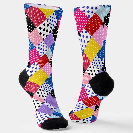 Farbenfrohe moderne Mosaik-Dots-Muster Socken (Gewinkelt)