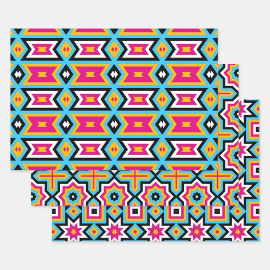 Farbenfrohe moderne, Niedlich trendy geometrische Geschenkpapier Set (Set)