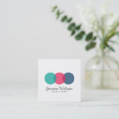 Farbenfrohe, moderne Overlap Circles Aquamarin Pin Quadratische Visitenkarte (Stehend Vorderseite)