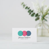 Farbenfrohe, moderne Overlap Circles Aquamarin Pin Visitenkarte (Stehend Vorderseite)