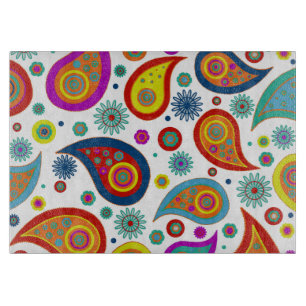 Farbenfrohe moderne Paisley-Muster Schneidebrett
