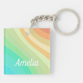 Farbenfrohe moderne Pastelwellen Muster Personalis Schlüsselanhänger (Rückseite)