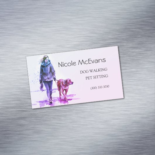 Farbenfrohe moderne Pflegedienste für Haustiere Magnetische Visitenkarte (Beispiel)