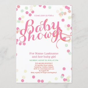 Farbenfrohe, moderne Pink Girl Baby Dusche Einladu Einladung