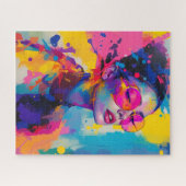 Farbenfrohe Moderne Portrait Frauen in rosa Brille Puzzle (Horizontal)