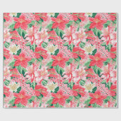 Farbenfrohe, moderne, preppy Winter Blume Weihnach Geschenkpapier (Flach)