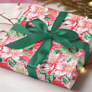 Farbenfrohe, moderne, preppy Winter Blume Weihnach Geschenkpapier