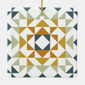 Farbenfrohe moderne Quilblock Geometric Erdnähe Aq Keramikornament (Rückseite)