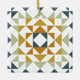 Farbenfrohe moderne Quilblock Geometric Erdnähe Aq Keramikornament