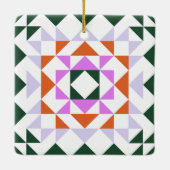 Farbenfrohe moderne Quilblock Geometrisch Grün Lil Keramikornament (Rückseite)