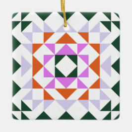 Farbenfrohe moderne Quilblock Geometrisch Grün Lil Keramikornament