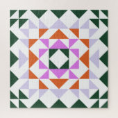 Farbenfrohe moderne Quilblock Geometrisch Grün Lil Puzzle (Vertikal)