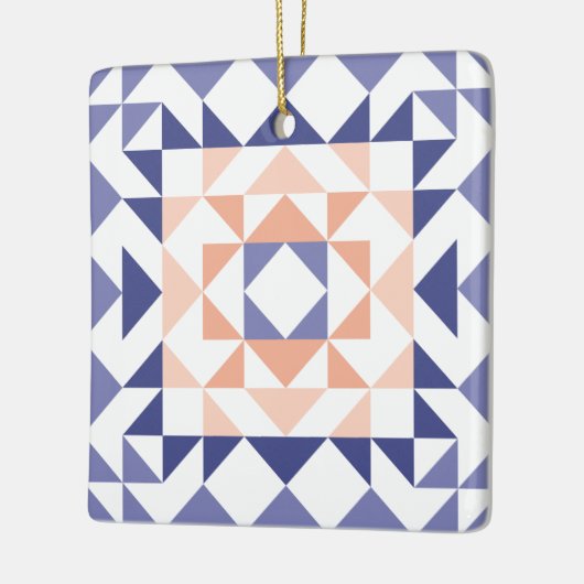 Farbenfrohe moderne Quilt Block Geometrie Lila Keramikornament (Links)