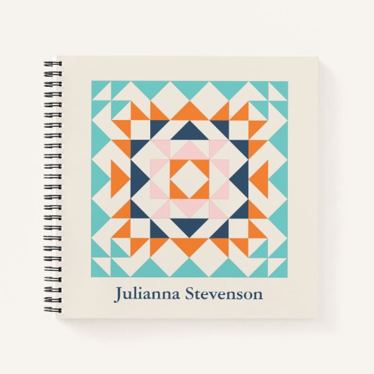 Farbenfrohe moderne Quilt Block Geometrie Personal Notizblock (Vorderseite)
