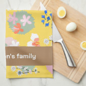 Farbenfrohe moderne Retro-Blume mit Namen Geschirrtuch (Viertel Falte)