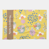 Farbenfrohe moderne Retro-Blume mit Namen Geschirrtuch (Horizontal)