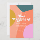 Farbenfrohe moderne Retro-Hochzeitsreise Foto zurü Einladung (Vorderseite)