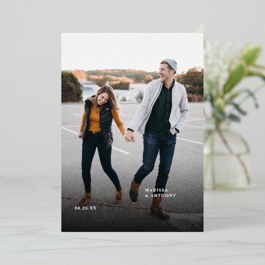 Farbenfrohe moderne Retro Volles Foto Save the Dat Folieneinladung (Stehend vorne)