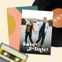 Farbenfrohe, moderne Retro Vollschwarzes Foto Over Save The Date