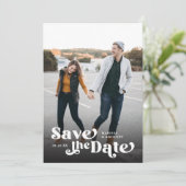 Farbenfrohe, moderne Retro Vollschwarzes Foto Over Save The Date (Stehend Vorderseite)