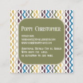 Farbenfrohe moderne Retro-Wellenmuster 9.11 Quadratische Visitenkarte (Rückseite)