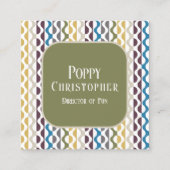 Farbenfrohe moderne Retro-Wellenmuster 9.11 Quadratische Visitenkarte (Vorderseite)