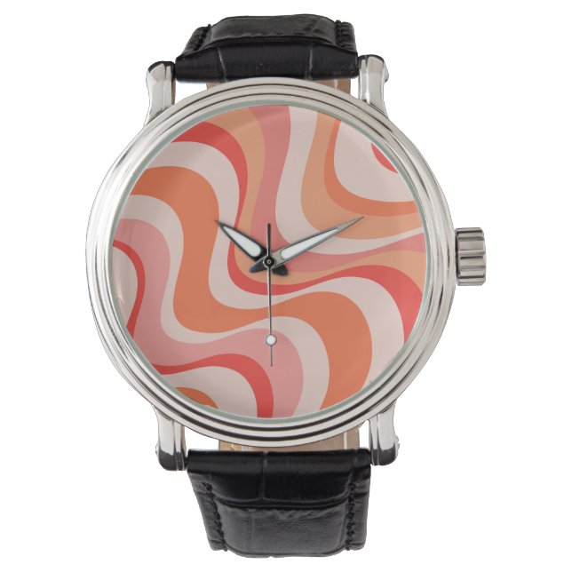 Farbenfrohe, moderne Retrowellen Armbanduhr (Vorderseite)