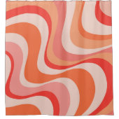 Farbenfrohe, moderne Retrowellen Duschvorhang (Vorderseite)