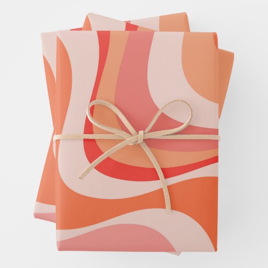 Farbenfrohe, moderne Retrowellen Geschenkpapier Set (Beispiel)