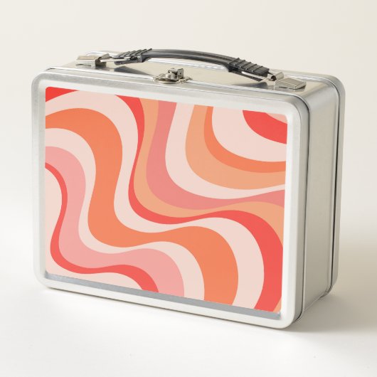 Farbenfrohe, moderne Retrowellen Metall Brotdose (Vorderseite)